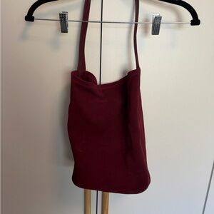 J Crew Maroon Shoulder Tote Bag with Ties